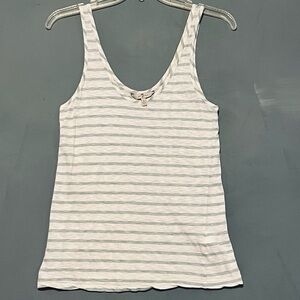 Supima Cotton Unisex 7fam Tank Top Small Made in USA Modal Cream Green Striped